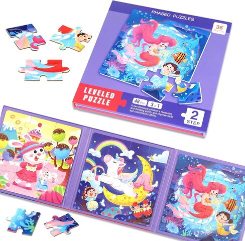Magnetic Puzzles for Kids Ages 4-8, 3 in 1 Dinosaurs Magnet Jigsaw Puzzle Book, Kids Travel Puzzles Toys, Preschool Learning Toy for Kids 3-8 Year (Dinosaurs) in Saudi Arabia
