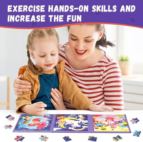 Magnetic Puzzles for Kids Ages 4-8, 3 in 1 Dinosaurs Magnet Jigsaw Puzzle Book, Kids Travel Puzzles Toys, Preschool Learning Toy for Kids 3-8 Year (Dinosaurs) in Saudi Arabia