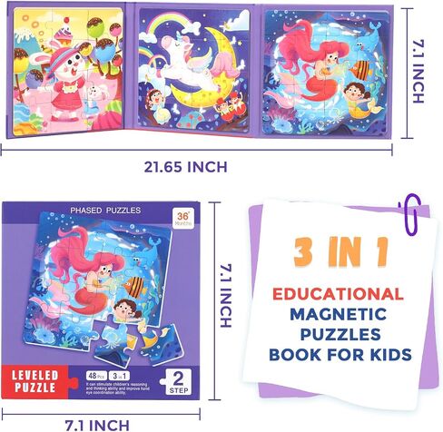 Magnetic Puzzles for Kids Ages 4-8, 3 in 1 Dinosaurs Magnet Jigsaw Puzzle Book, Kids Travel Puzzles Toys, Preschool Learning Toy for Kids 3-8 Year (Dinosaurs) in Saudi Arabia