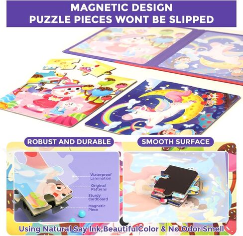 Magnetic Puzzles for Kids Ages 4-8, 3 in 1 Dinosaurs Magnet Jigsaw Puzzle Book, Kids Travel Puzzles Toys, Preschool Learning Toy for Kids 3-8 Year (Dinosaurs) in Saudi Arabia