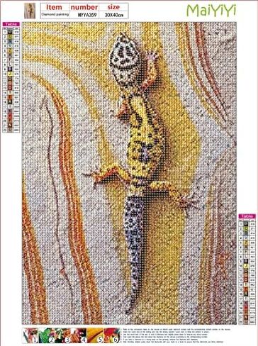 Lizard Diamond Painting by Numbers - MaiYiYi 5D Full Round Diamond Painting Reptile Stitch Diamond Painting Diamond Painting for Beginners for Adult Kids Home Wall Art Decor (30X40 CM) in Saudi Arabia