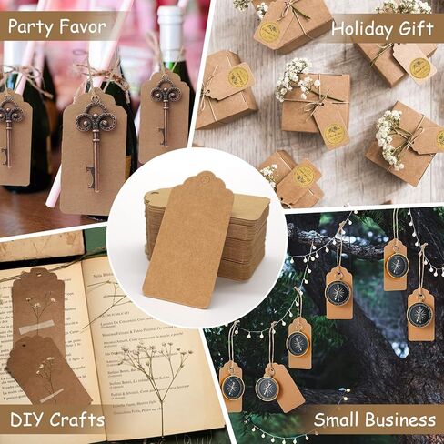 200pcs Gift Tags, Hanging Tags with String Kraft Paper Tags for Christmas Gift Wrapping Wedding Birthday Holiday Crafts (Scalloped) in Kuwait