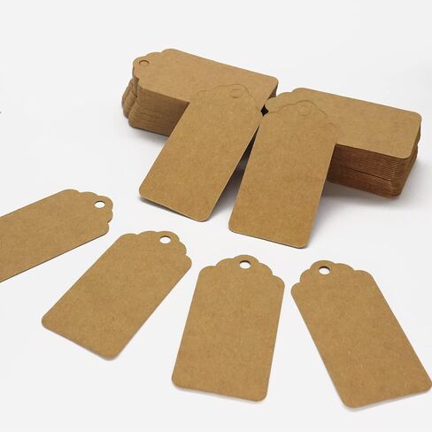 200pcs Gift Tags, Hanging Tags with String Kraft Paper Tags for Christmas Gift Wrapping Wedding Birthday Holiday Crafts (Scalloped) in Kuwait
