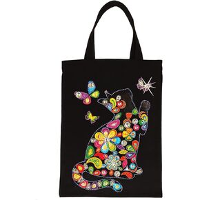 DOOSAI 4 Pack Diamond Painting Canvas Tote Bags Art Kits 5D Boho Diamond Dots Dotz Kits Reusable Grocery Bags DIY Handbags Handmade Gifts Shopping Bags for Women Adults (Flowers)