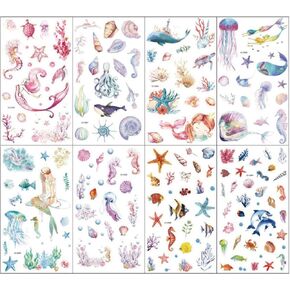 8 Sheet Rub on Transfers for Crafts Furniture Marine Animal Rub on Transfers Stickers for Journaling Scrapbooking Fish Starfish Stickers Furniture Decals for Home Office Paper Wood DIY Craft in Saudi Arabia