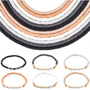PH PandaHall 4560pcs Polymer Clay Beads 6mm Neutral Heishi Beads 6 Colors Vinyl Disc Beads Flat Disc Beads for Sulfur Summer Women Men DIY Jewelry Making Bracelets Necklace Earring Anklet, 2mm Hole