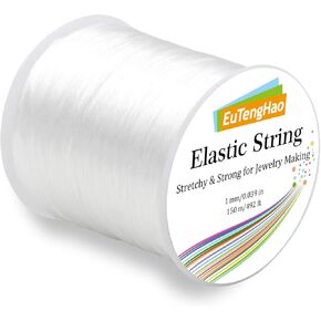 UTengHao 1 مم الشريط الشريط الكريستال المطاط 150 متر حبل مرن سوار سلسلة الخرزة حبل مجوهرات لسوار الخرز صنع المجوهرات (150 متر / 492 قدم ، 1 مم) in Kuwait