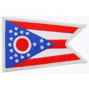 Ohio State Flag Shield Embroidered Patch, with Iron-On Adhesive