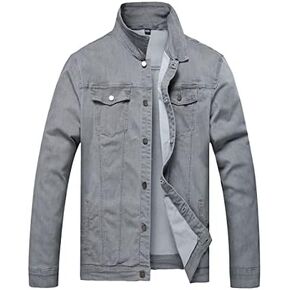 LAMKUKU Mens Denim Jacket Ripped Slim Jean Jacket Coat for Men in Kuwait