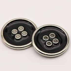 12PCS Four-Eye Metal Button Suit Buttons Crafts Button Decorative Buttons for Sewing DIY (20mm, Black Silver)