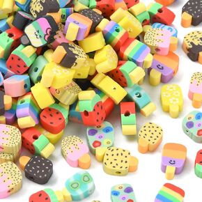 KitBeads 180 قطعة من طين البوليمر على شكل قلب خرز ملون شبكي على شكل قلب حب رومانسي على شكل قلب لصنع المجوهرات والأساور بكميات كبيرة