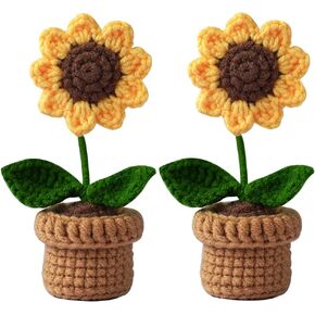 طقم كروشيه للمبتدئين، قطعتان من نباتات عباد الشمس، مجموعة كروشيه كاملة للبالغين والأطفال مع فيديو تعليمي خطوة بخطوة، غزل، خطاف وإكسسوارات in Kuwait