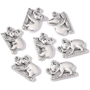 Mega Pet 10Pcs Tibetan Style Animal Pendants Antique Silver Alloy Charms Animal Theme Metal Charms for DIY Necklaces Earrings Key Chains Jewelry Making
