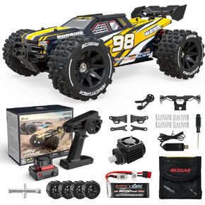 BEZGAR HP141S Fast RC Cars 50MPH - 1:14 Scale Remote Control Cars for Adults, RC Trucks 4x4 Offroad Waterproof, RC Monster Trucks, Hobby Off Road RC Electric Car, Brushless RC Cars for Adults