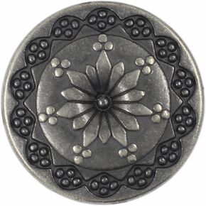 Bezelry 12 Pieces Flower Mandala Metal Shank Buttons. 20mm (3/4 inch) (Dull Silver Orange)