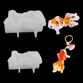 FineInno 2Pcs Koi Fish Resin Mold 3D Goldfish Silicone Mold Small Animal Epoxy Casting Mold DIY Pendant Jewelry Soap Clay Craft Candle Decoration in Saudi Arabia