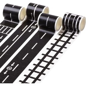 توي اند اونا 4 لفات شريط اسود، لعبة شريط مسار الطريق للسيارة، شريط واشي للمرور ذاتية الصنع وملصقات لافتات المرور للاطفال لتزيين سيارات السباق وهدايا الحفلات in Kuwait