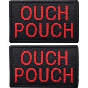 2 PCS Ouch Pouch Embroidered Patches Tactical Moral Applique Fastener Hook & Loop Emblem