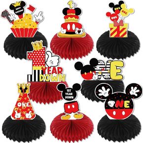 قطع مركزية على شكل قرص العسل لعيد الميلاد الأول السعيد من كارتون ماوس للفتيات الصبيان، موضوع الفأر لمستلزمات الحفلات المركزية لطاولة عيد الميلاد الأول، فأر كرتوني بموضوع سنة واحدة لديكور طاولة عيد الميلاد. in Kuwait