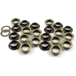Craftmemore 1/4 "حجم الثقب 100 مجموعة من الحلقات المعدنية البرونزية النحاسية العتيقة مع غسالات لقلب الخرز والملابس والجلود والقماش (النحاس العتيق، 100 حزمة)