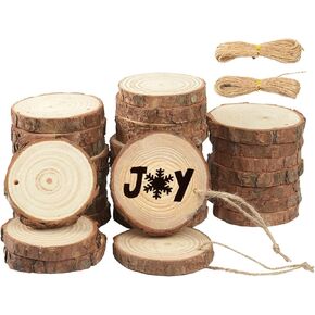 شرائح خشبية للزينة من جويافو، 30 قطعة 2.4 انش - 2.8 انش، شرائح خشبية دائرية فارغة من الخشب الطبيعي لتزيين حفلات الكريسماس وحفلات الزفاف وحفلات استقبال المولود الجديد in Kuwait