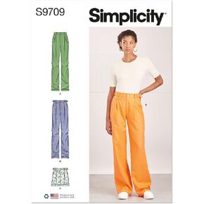 مجموعة أنماط خياطة السراويل والسراويل القصيرة عالية الخصر من Simplicity Misses، الكود S9709، المقاسات 16-18-20-22-24، متعددة الألوان