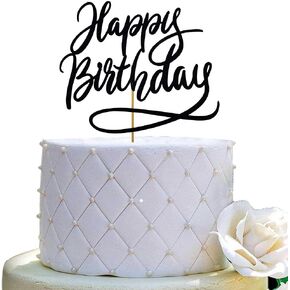 JIEEIN Happy Birthday Cake Topper for Birthday Party Decorations, Double Sided Silver Glitter