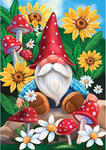 مجموعات الطلاء الماسي NAIMOER Gnomes للبالغين - جنوم الحفر الكامل مع مجموعات الطلاء الماسية لعباد الشمس، DIY 5D الماس اللوحة الربيع الفطر الماس مجموعات الفن الحرفية لديكور جدار المنزل 30x40 سم in Kuwait