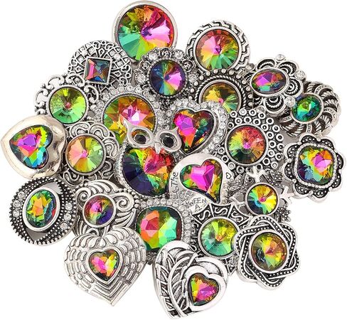 LKLDM 24PCS Mixed Style Rhinestones Snaps Jewelry Charms Ginger Buttons 18/20mm for Interchangeable Snaps Jewelry Making Women Teens Girls DIY Bracelets Necklaces Rings Brooch Accessories (Green) in Saudi Arabia