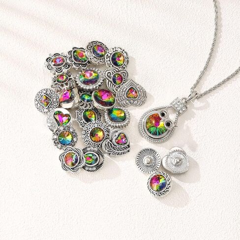 LKLDM 24PCS Mixed Style Rhinestones Snaps Jewelry Charms Ginger Buttons 18/20mm for Interchangeable Snaps Jewelry Making Women Teens Girls DIY Bracelets Necklaces Rings Brooch Accessories (Green) in Saudi Arabia