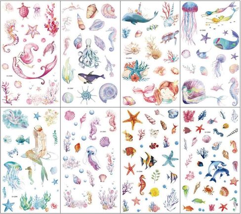 8 Sheet Rub on Transfers for Crafts Furniture Marine Animal Rub on Transfers Stickers for Journaling Scrapbooking Fish Starfish Stickers Furniture Decals for Home Office Paper Wood DIY Craft in Saudi Arabia