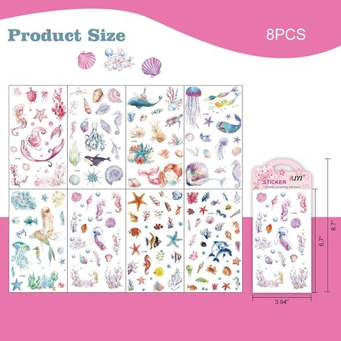 8 Sheet Rub on Transfers for Crafts Furniture Marine Animal Rub on Transfers Stickers for Journaling Scrapbooking Fish Starfish Stickers Furniture Decals for Home Office Paper Wood DIY Craft in Saudi Arabia