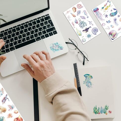 8 Sheet Rub on Transfers for Crafts Furniture Marine Animal Rub on Transfers Stickers for Journaling Scrapbooking Fish Starfish Stickers Furniture Decals for Home Office Paper Wood DIY Craft in Saudi Arabia