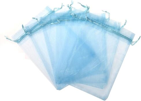 KUPOO مجموعة من 50 7" x 9" جراب قوي من الأورجانزا هدية لحفل زفاف قوي حقيبة حلوى (أزرق سماوي) in Kuwait