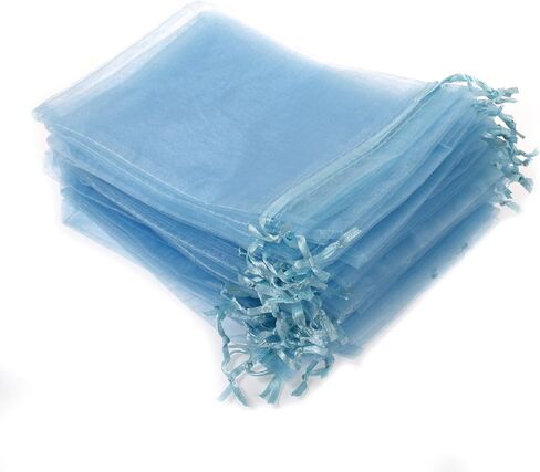 KUPOO مجموعة من 50 7" x 9" جراب قوي من الأورجانزا هدية لحفل زفاف قوي حقيبة حلوى (أزرق سماوي) in Kuwait