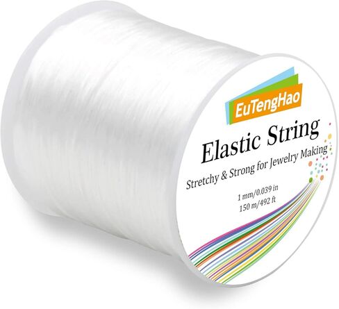 UTengHao 1 مم الشريط الشريط الكريستال المطاط 150 متر حبل مرن سوار سلسلة الخرزة حبل مجوهرات لسوار الخرز صنع المجوهرات (150 متر / 492 قدم ، 1 مم) in Kuwait