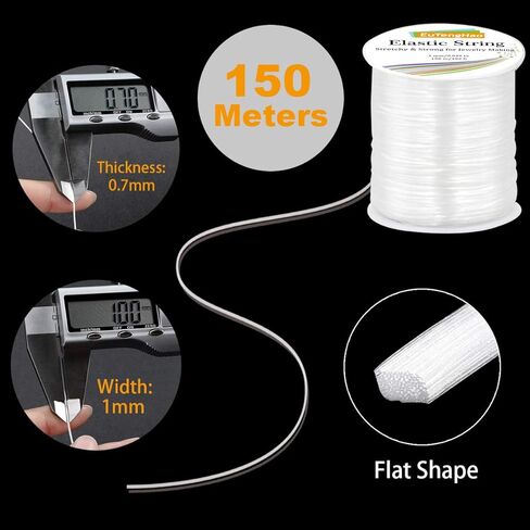 UTengHao 1 مم الشريط الشريط الكريستال المطاط 150 متر حبل مرن سوار سلسلة الخرزة حبل مجوهرات لسوار الخرز صنع المجوهرات (150 متر / 492 قدم ، 1 مم) in Kuwait