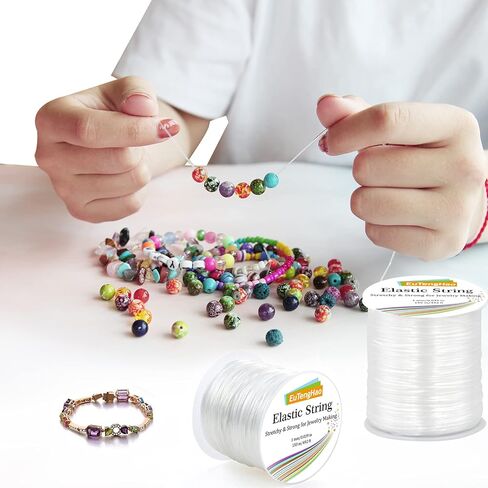 UTengHao 1 مم الشريط الشريط الكريستال المطاط 150 متر حبل مرن سوار سلسلة الخرزة حبل مجوهرات لسوار الخرز صنع المجوهرات (150 متر / 492 قدم ، 1 مم) in Kuwait