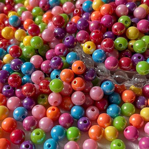 ANCADN 1000 قطعة 8 مم خرز أكريليك دائري ملون متنوع من البلاستيك دائرة خرز لطيف قوس قزح ملون لصنع القلائد والأساور والمجوهرات (خرز عميق) in Kuwait