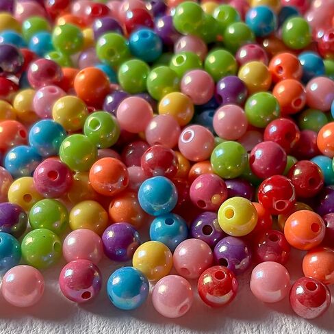 ANCADN 1000 قطعة 8 مم خرز أكريليك دائري ملون متنوع من البلاستيك دائرة خرز لطيف قوس قزح ملون لصنع القلائد والأساور والمجوهرات (خرز عميق) in Kuwait