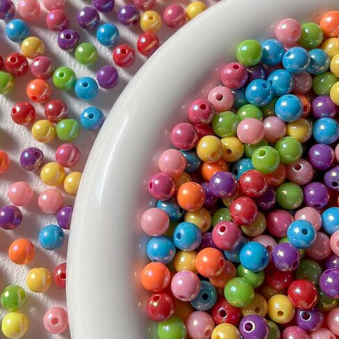 ANCADN 1000 قطعة 8 مم خرز أكريليك دائري ملون متنوع من البلاستيك دائرة خرز لطيف قوس قزح ملون لصنع القلائد والأساور والمجوهرات (خرز عميق) in Kuwait