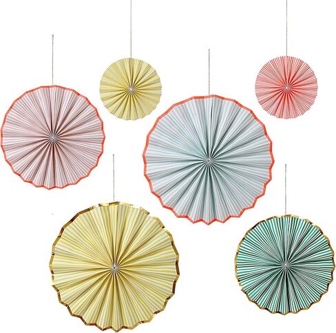 Meri Meri Pastel & Neon Stripe Pinwheel Decorations (Pack of 6) in Saudi Arabia