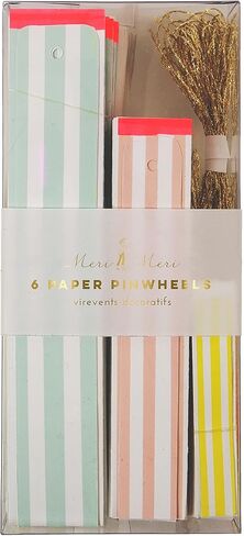 Meri Meri Pastel & Neon Stripe Pinwheel Decorations (Pack of 6) in Saudi Arabia