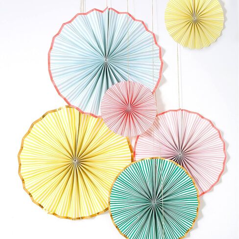 Meri Meri Pastel & Neon Stripe Pinwheel Decorations (Pack of 6) in Saudi Arabia