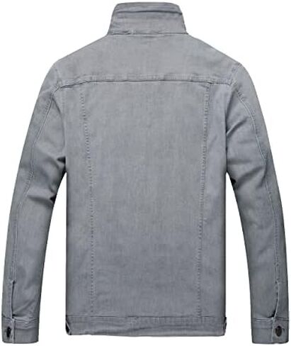 LAMKUKU Mens Denim Jacket Ripped Slim Jean Jacket Coat for Men in Kuwait