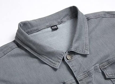 LAMKUKU Mens Denim Jacket Ripped Slim Jean Jacket Coat for Men in Kuwait