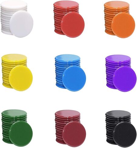 Shapenty 3/4Inch / 19mm Small Plastic Learning Counters Disks Chip Counting Discs Markers for Math Practice and Poker Chips Game Tokens with Storage Box, 9 Colors, 135PCS in Saudi Arabia