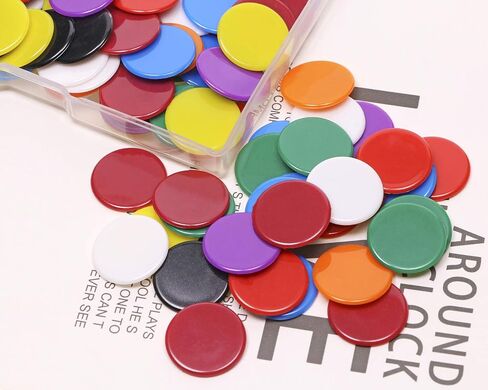 Shapenty 3/4Inch / 19mm Small Plastic Learning Counters Disks Chip Counting Discs Markers for Math Practice and Poker Chips Game Tokens with Storage Box, 9 Colors, 135PCS in Saudi Arabia