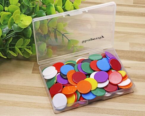 Shapenty 3/4Inch / 19mm Small Plastic Learning Counters Disks Chip Counting Discs Markers for Math Practice and Poker Chips Game Tokens with Storage Box, 9 Colors, 135PCS in Saudi Arabia
