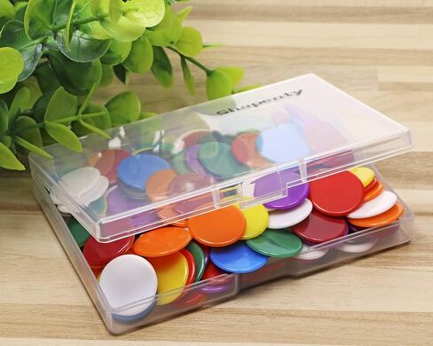Shapenty 3/4Inch / 19mm Small Plastic Learning Counters Disks Chip Counting Discs Markers for Math Practice and Poker Chips Game Tokens with Storage Box, 9 Colors, 135PCS in Saudi Arabia